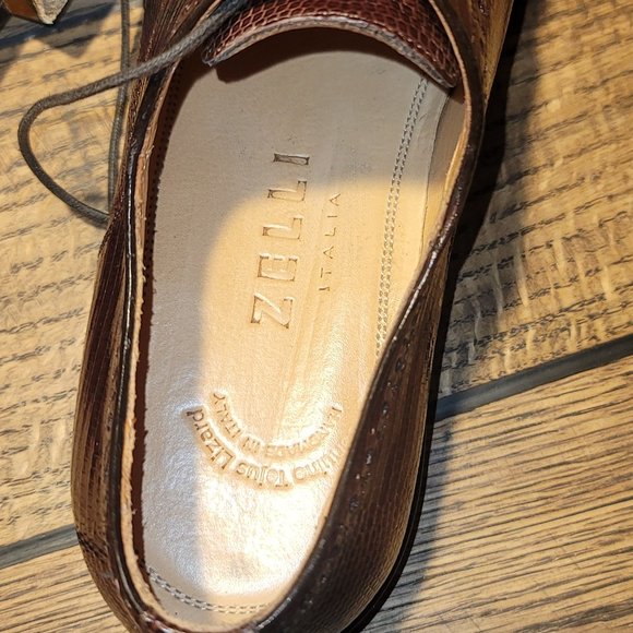 Zelli Giovanni Lizard Cap Toe Brogues Brown dress shoes main image 7